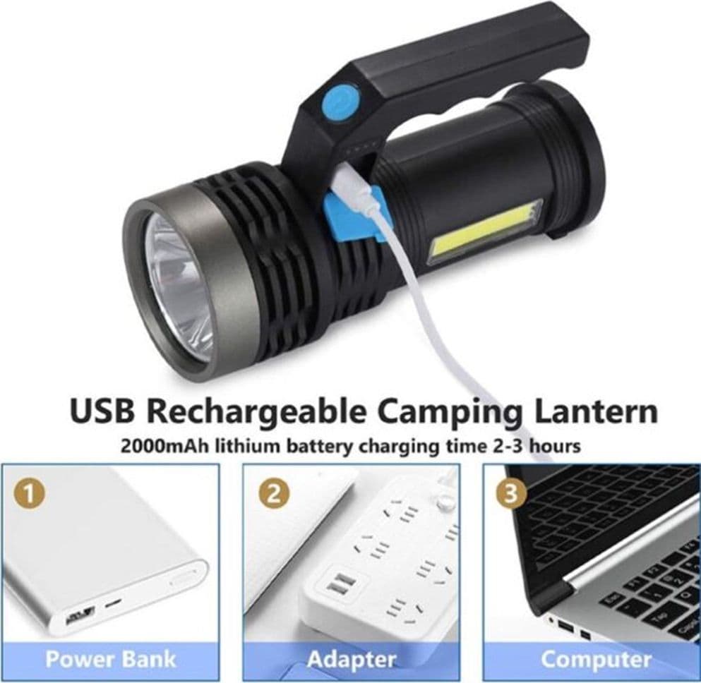 TORCIA ELETTRICA PORTATILE RICARICABILE USB DOPPIA FUNZIONE LUCE LED+COB EMERGENZA Q-LED556 - 13