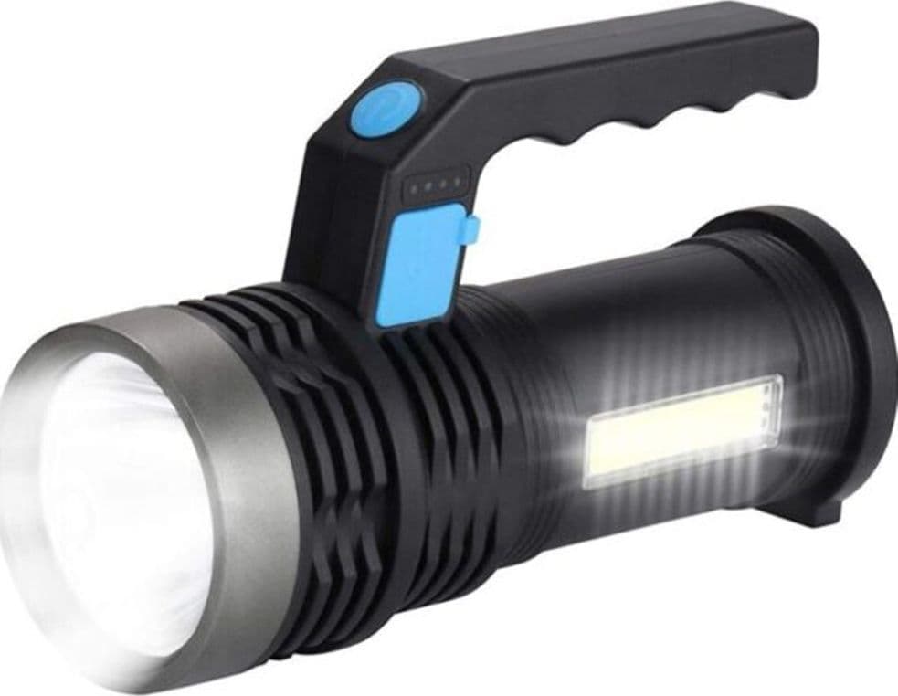 TORCIA ELETTRICA PORTATILE RICARICABILE USB DOPPIA FUNZIONE LUCE LED+COB EMERGENZA Q-LED556 - 4