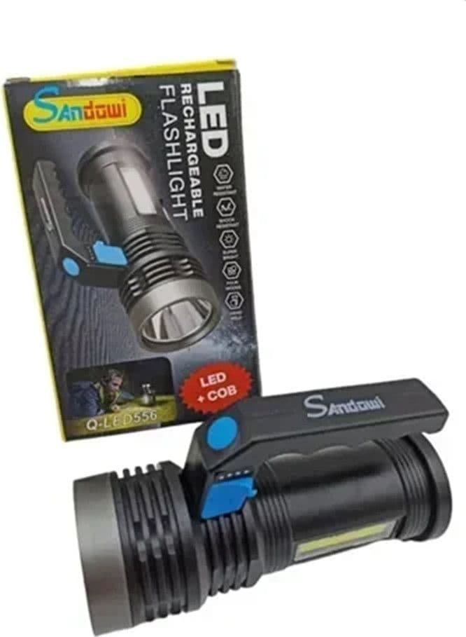 TORCIA ELETTRICA PORTATILE RICARICABILE USB DOPPIA FUNZIONE LUCE LED+COB EMERGENZA Q-LED556 - 5