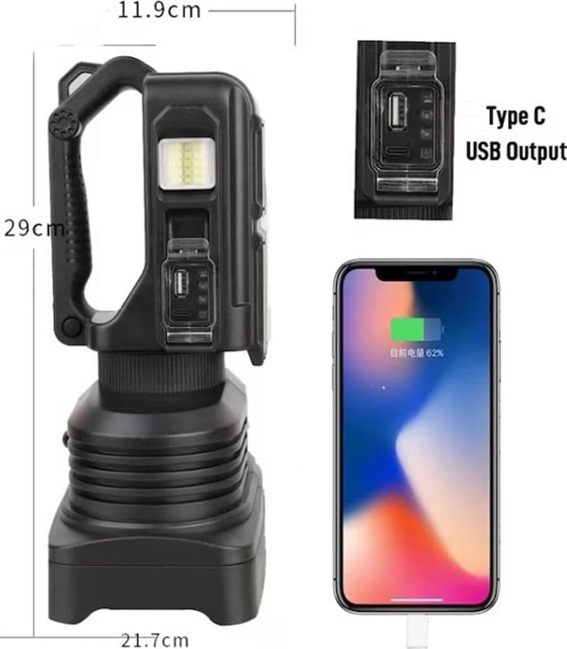 TORCIA PROIETTORE LAMPADA LED PORTATILE RICARICABILE MULTIFUNZIONALE POWER BANK Q-LED5123 - 3