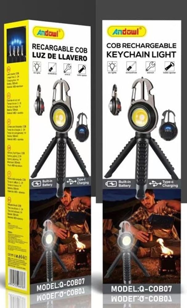 TORCIA PORTACHIAVI RICARICABILE COB MULTIUSO CON TREPPIEDE CAMPEGGIO ESCURSIONISMO Q-COB07 - 2
