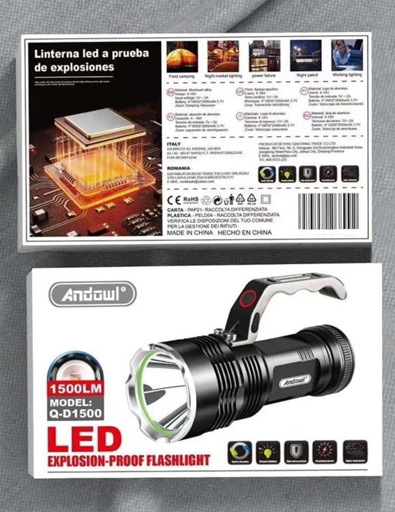 TORCIA FARETTO A LED PORTATILE CON LUMINOSITÀ MASSIMA 1500LM Q-D1500 ANTIDEFLAGRANTE - 2