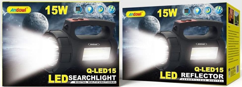 TORCIA FARETTO PORTATILE A LED RICARICABILE PROIETTORE DIGITALE MULTIFUNZIONE 15W Q-LED15 - 2