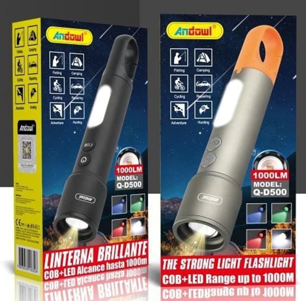 TORCIA A LED COB RICARICABILE CON LUMINOSITÀ 1000LM PER CAMPEGGIO CICLISMO PESCA Q-D500 - 2