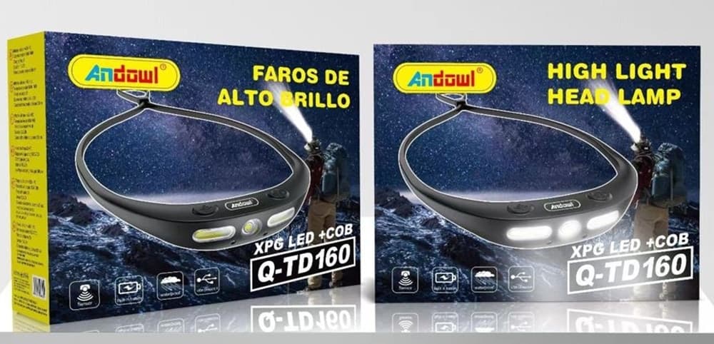 LAMPADA FRONTALE XPG LED + COB RICARICABILE CON SENSORE DI MOVIMENTO IP65 Q-TD160 - 2