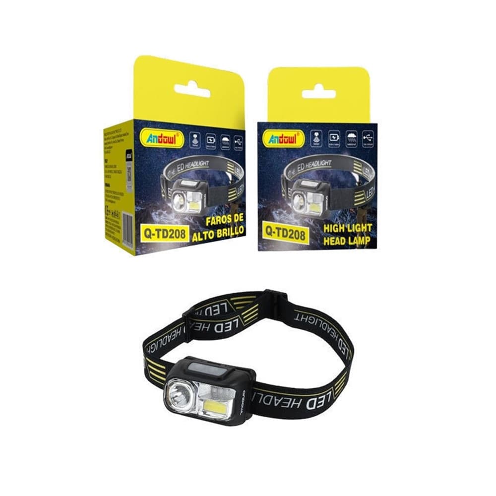 LAMPADA FRONTALE A LED RICARICABILE IMPERMEABILE AD ALTA LUMINOSITÀ 400LM Q-TD208 - 2