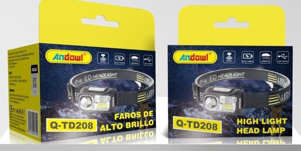 LAMPADA FRONTALE A LED RICARICABILE IMPERMEABILE AD ALTA LUMINOSITÀ 400LM Q-TD208 - 6