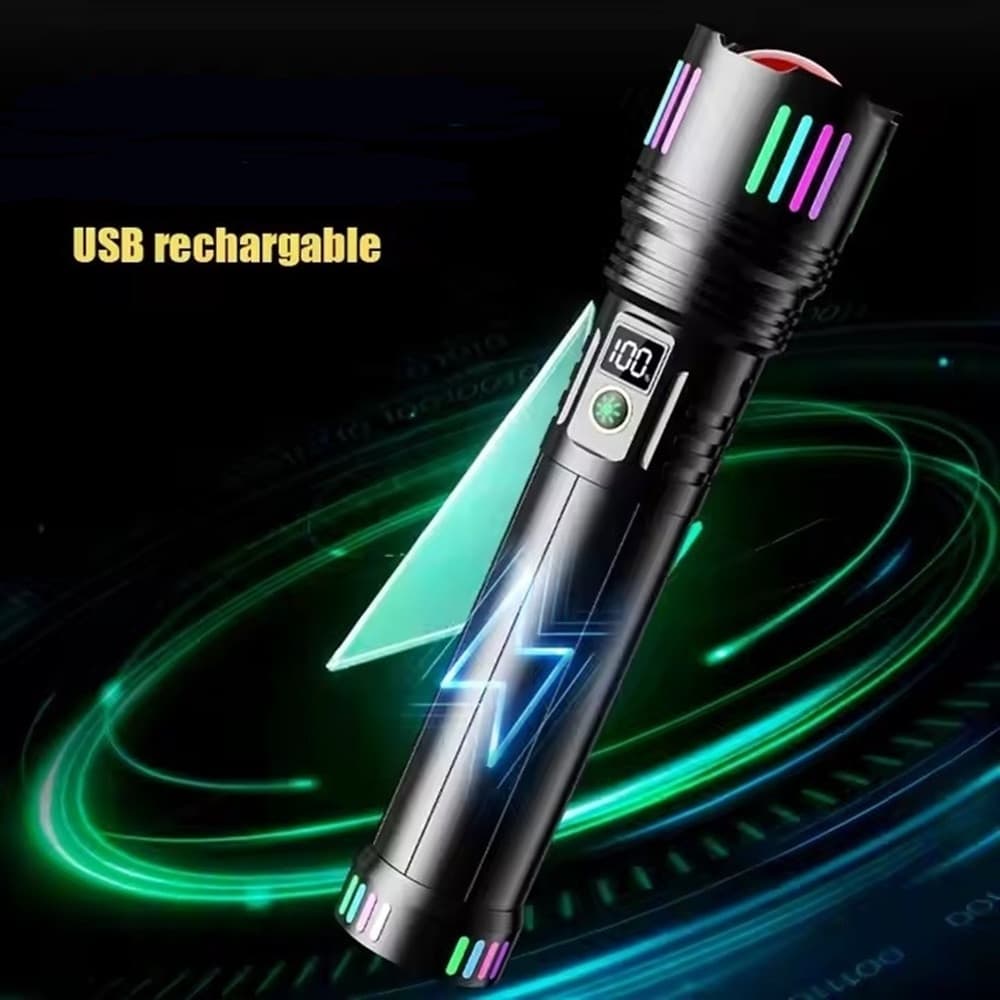 TORCIA IN LEGA DI ALLUMINIO LUCE POTENTE LED ELETTRICA PORTATILE RICARICABILE ZOOM L660 - 11