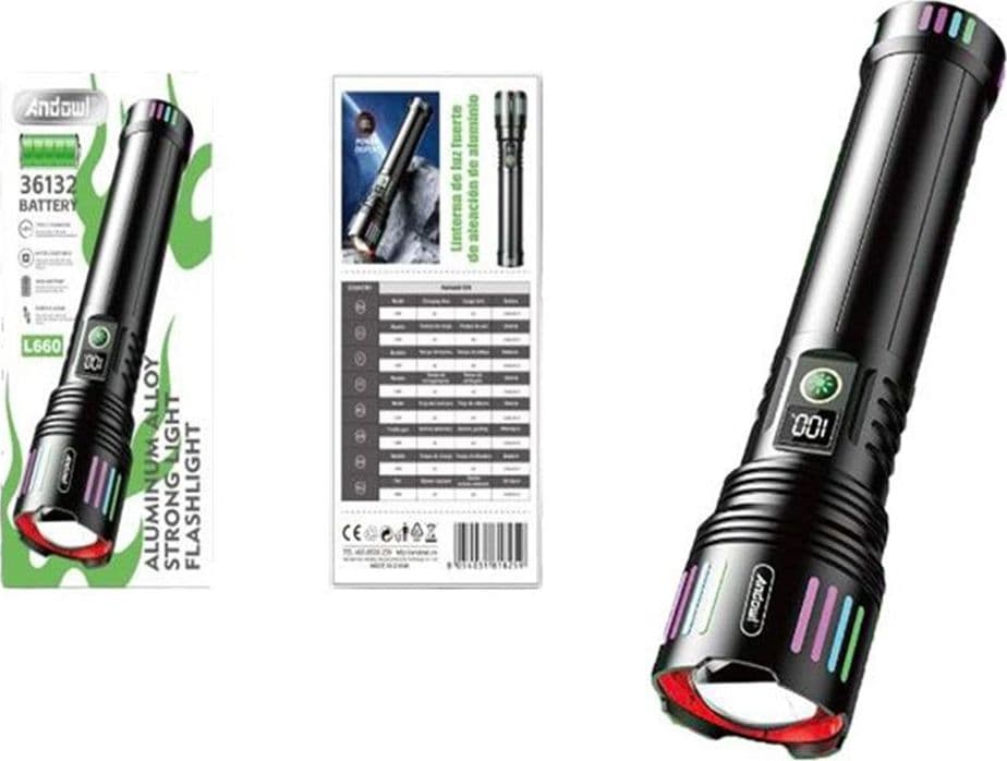 TORCIA IN LEGA DI ALLUMINIO LUCE POTENTE LED ELETTRICA PORTATILE RICARICABILE ZOOM L660 - 3