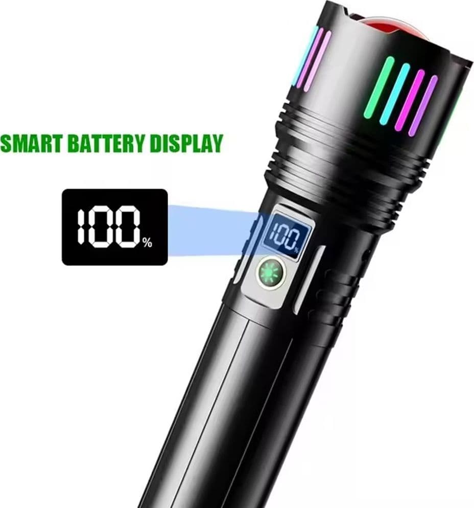 TORCIA IN LEGA DI ALLUMINIO LUCE POTENTE LED ELETTRICA PORTATILE RICARICABILE ZOOM L660 - 10