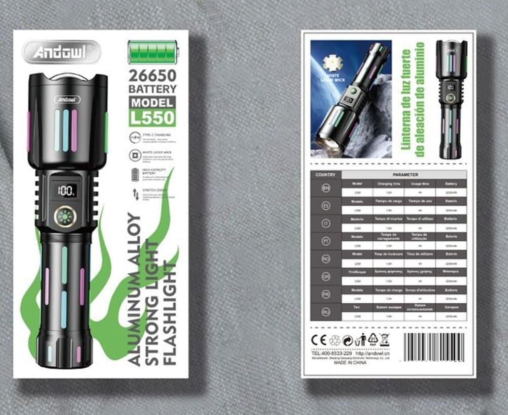 TORCIA ELETTRICA LED IN LEGA DI ALLUMINIO AD ALTA LUMINOSITÀ RICARICABILE CON ZOOM L550 - 2