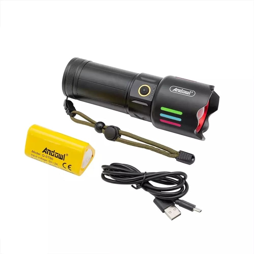 TORCIA ELETTRICA ALTA POTENZA BATTERIA RICARICABILE LED PORTATILE INDICATORE CARICA Q-ST80 - 5