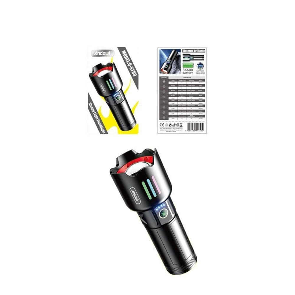 TORCIA ELETTRICA ALTA POTENZA BATTERIA RICARICABILE LED PORTATILE INDICATORE CARICA Q-ST80 - 9