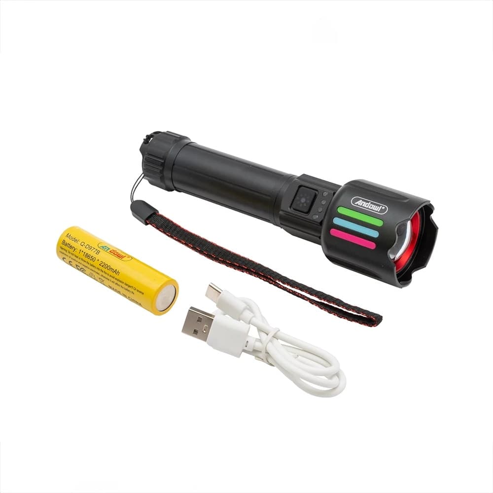 TORCIA ELETTRICA IN LEGA DI ALLUMINIO RICARICABILE PROFESSIONALE LED IMPERMEABILE Q-D977B - 3