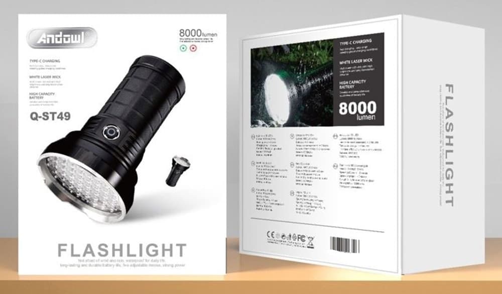 TORCIA ELETTRICA LED BATTERIA RICARICABILE Q-ST49 CON LUMINOSITÀ MASSIMA 8000 LM - 2