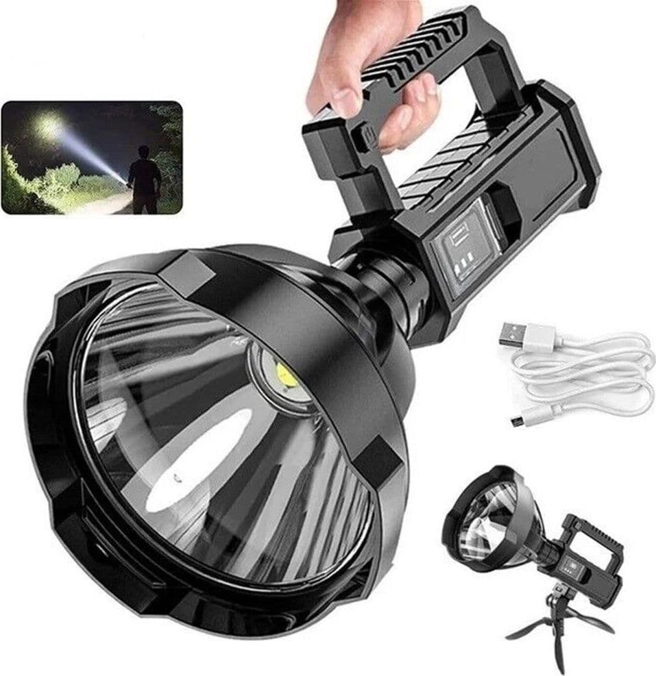TORCIA A LED PORTATILE FO-120 RICARICABILE USB CON TREPPIEDE PIEGHEVOLE FUNZIONE POWERBANK - 4