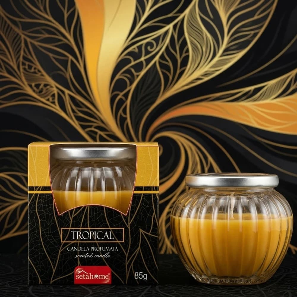 CANDELA PROFUMATA AMBIENTI IN VASETTO DI VETRO DECORATIVO FRAGRANZA TROPICAL DA 85G 029863 - 2