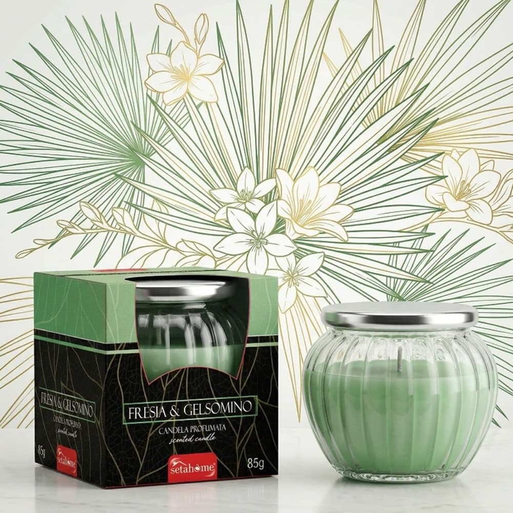 CANDELA PROFUMATA AMBIENTI VASETTO VETRO DECORATIVO FRAGRANZA FRESIA & GELSOMINO 85G 029887 - 2
