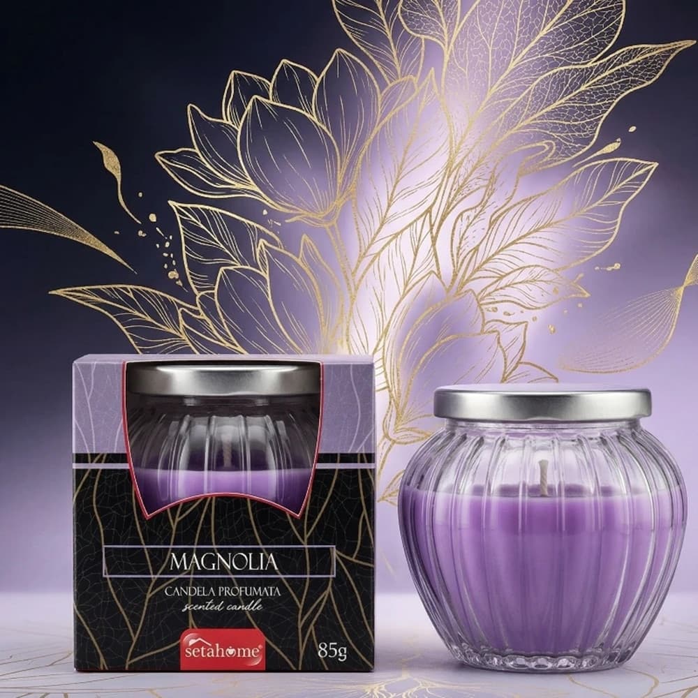 CANDELA PROFUMATA AMBIENTI IN VASETTO DI VETRO DECORATIVO FRAGRANZA MAGNOLIA DA 85G 029894 - 2