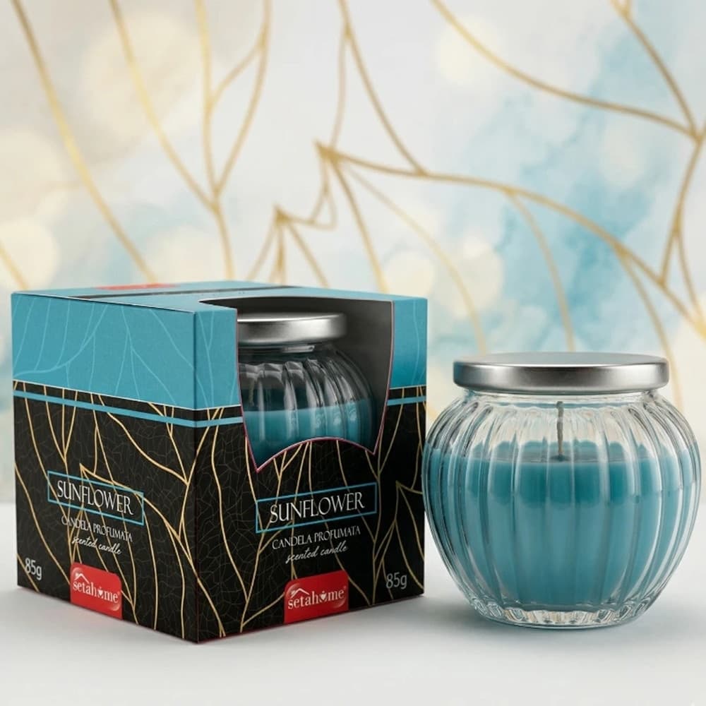 CANDELA PROFUMATA AMBIENTI IN VASETTO DI VETRO DECORATIVO FRAGRANZA GIRASOLE DA 85G 029900 - 2