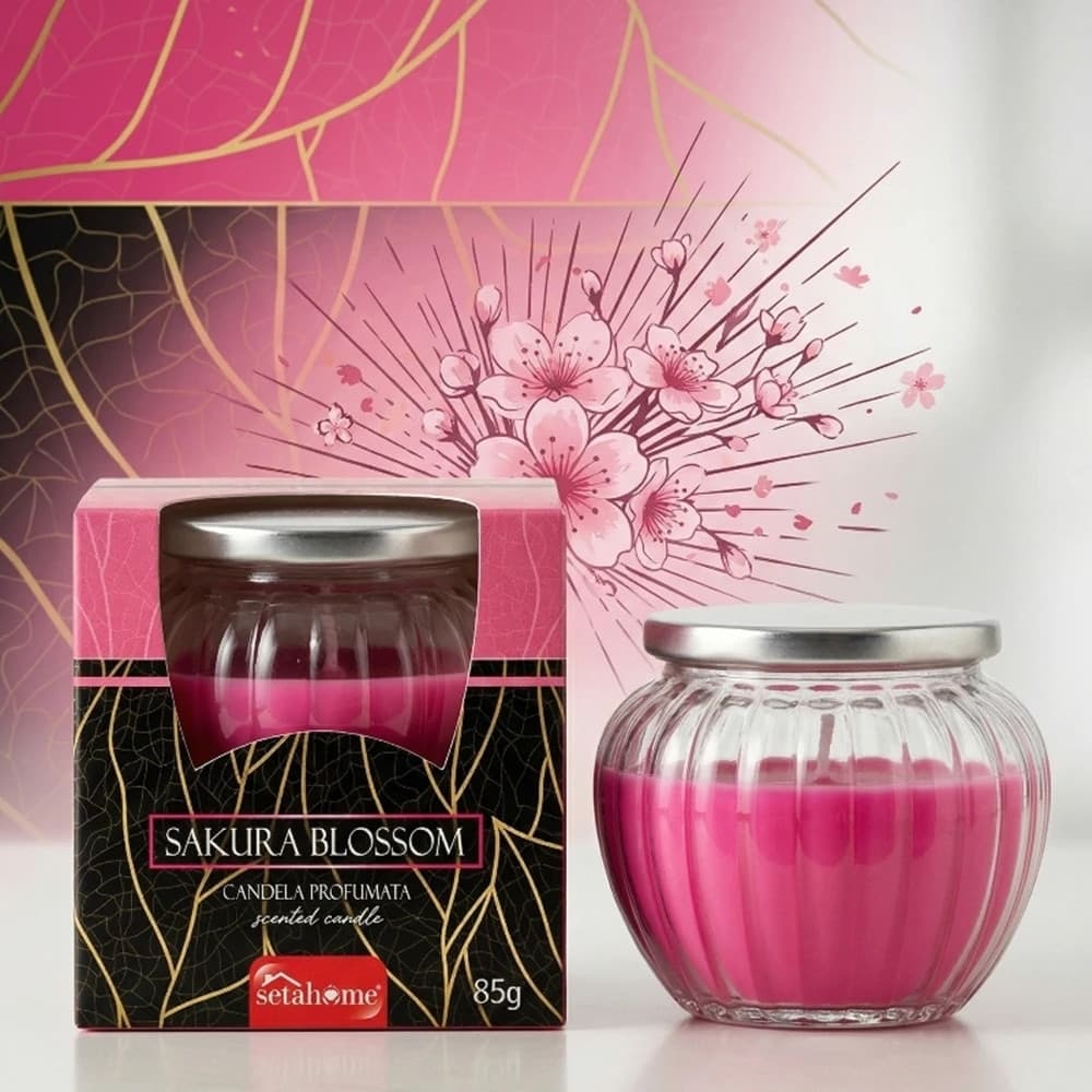 CANDELA PROFUMATA AMBIENTI VASETTO VETRO DECORATIVO FRAGRANZA FIORI DI CILIEGIO 85G 029917 - 2