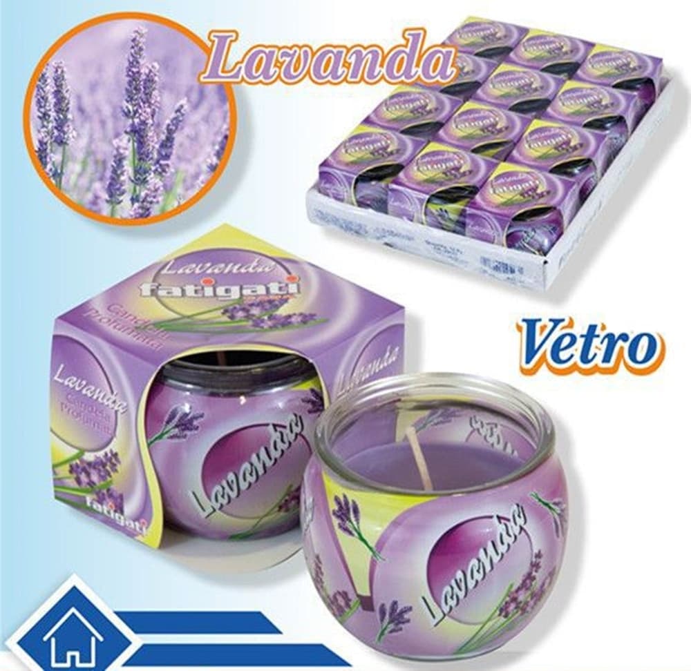 SET 12PZ CANDELA IN VASETTO DI VETRO PROFUMO ALLA LAVANDA AMBIENTE DECORATIVO 295470 - 2