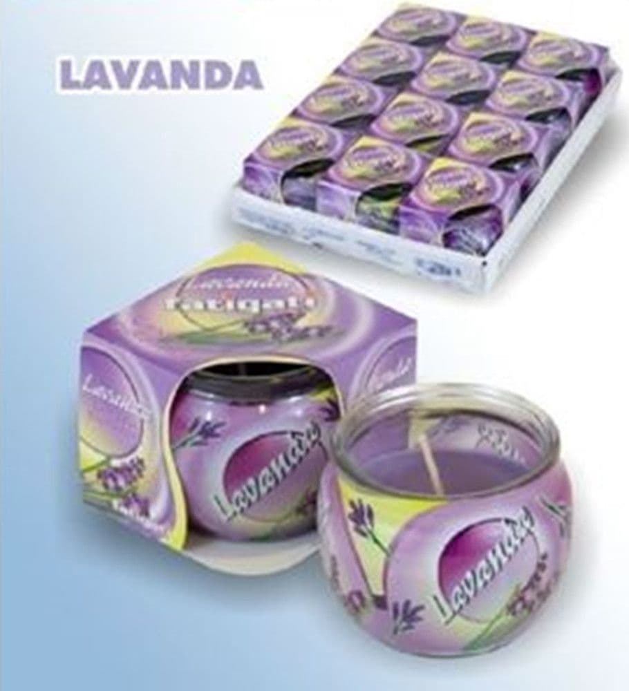SET 12PZ CANDELA IN VASETTO DI VETRO PROFUMO ALLA LAVANDA AMBIENTE DECORATIVO 295470 - 3