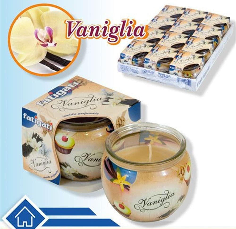 SET 12 PZ CANDELA IN VASETTO DI VETRO PROFUMO ALLA VANIGLIA AMBIENTE DECORATIVO 295500 - 2