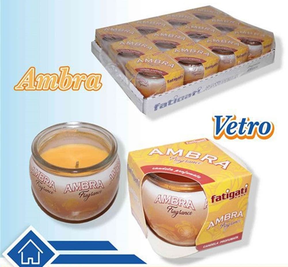 SET 12PZ CANDELA IN VASETTO DI VETRO PROFUMO ALL'AMBRA PER AMBIENTE DECORATIVO 382262 - 2