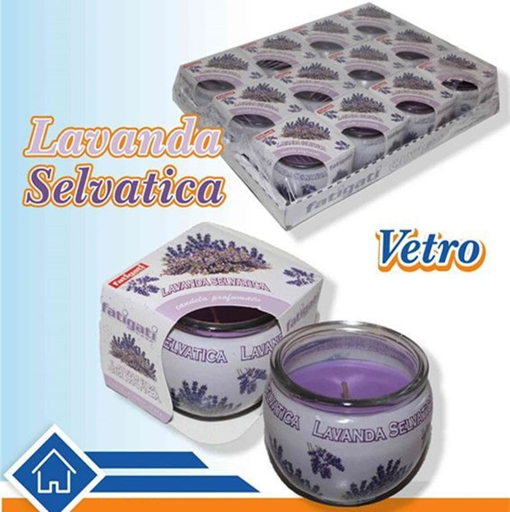 SET 12PZ CANDELA IN VASETTO VETRO PROFUMO LAVANDA SELVATICA AMBIENTE DECORATIVO 382255 - 2