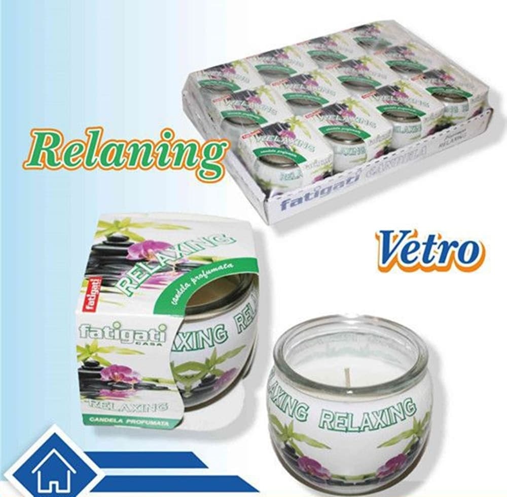 SET 12PZ CANDELA IN VASETTO VETRO PROFUMO RELAXING RILASSANTE AMBIENTE DECORATIVO 382231 - 2