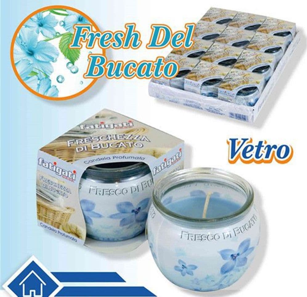 SET 12PZ CANDELA IN VASETTO VETRO PROFUMO FRESCO DI BUCATO PER AMBIENTE DECORATIVO 295548A - 2