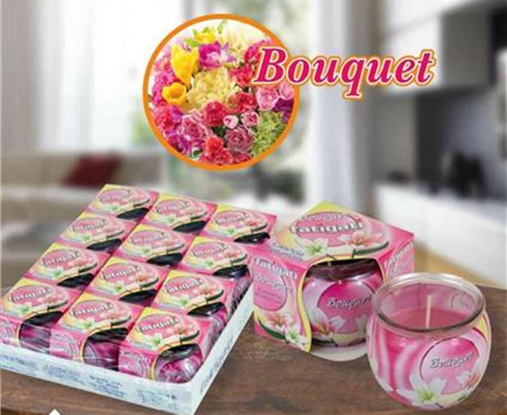 SET 12 PZ CANDELA IN VASETTO IN VETRO PROFUMO DI BOUQUET PER AMBIENTE DECORATIVO 295562 - 3
