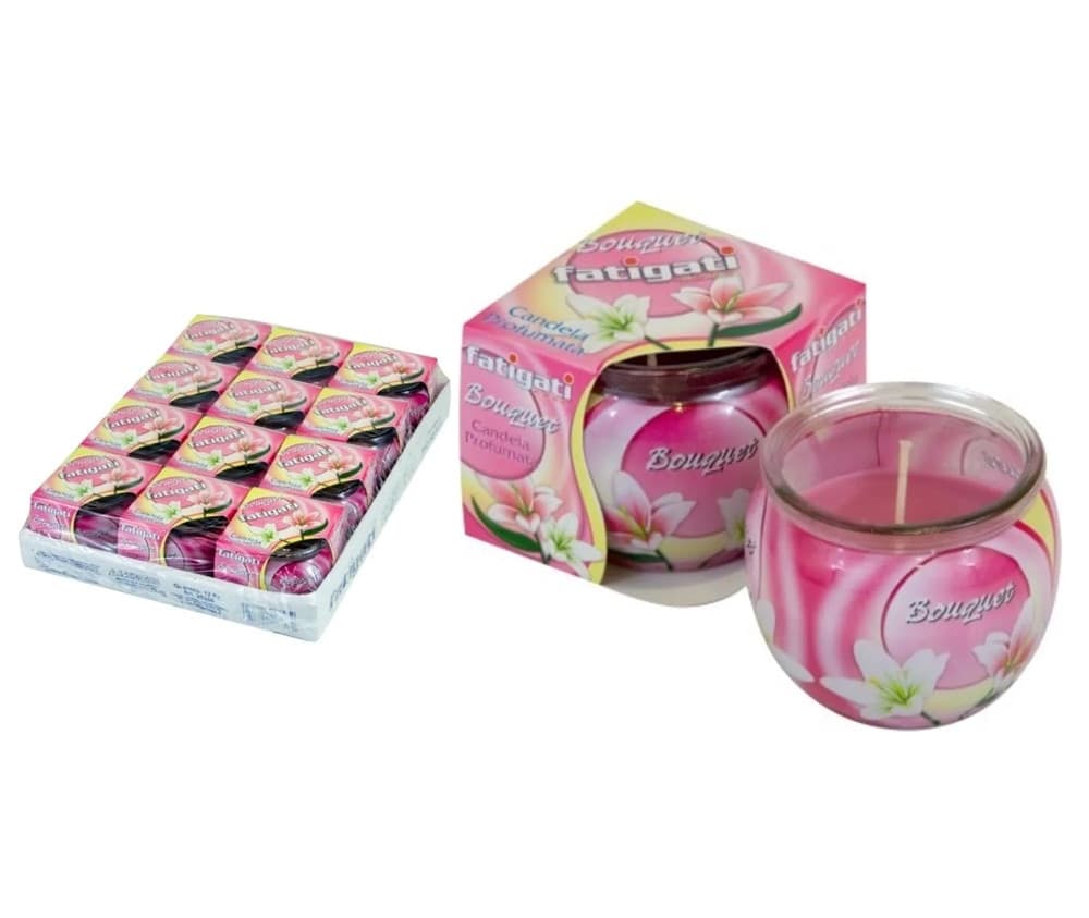 SET 12 PZ CANDELA IN VASETTO IN VETRO PROFUMO DI BOUQUET PER AMBIENTE DECORATIVO 295562 - 6