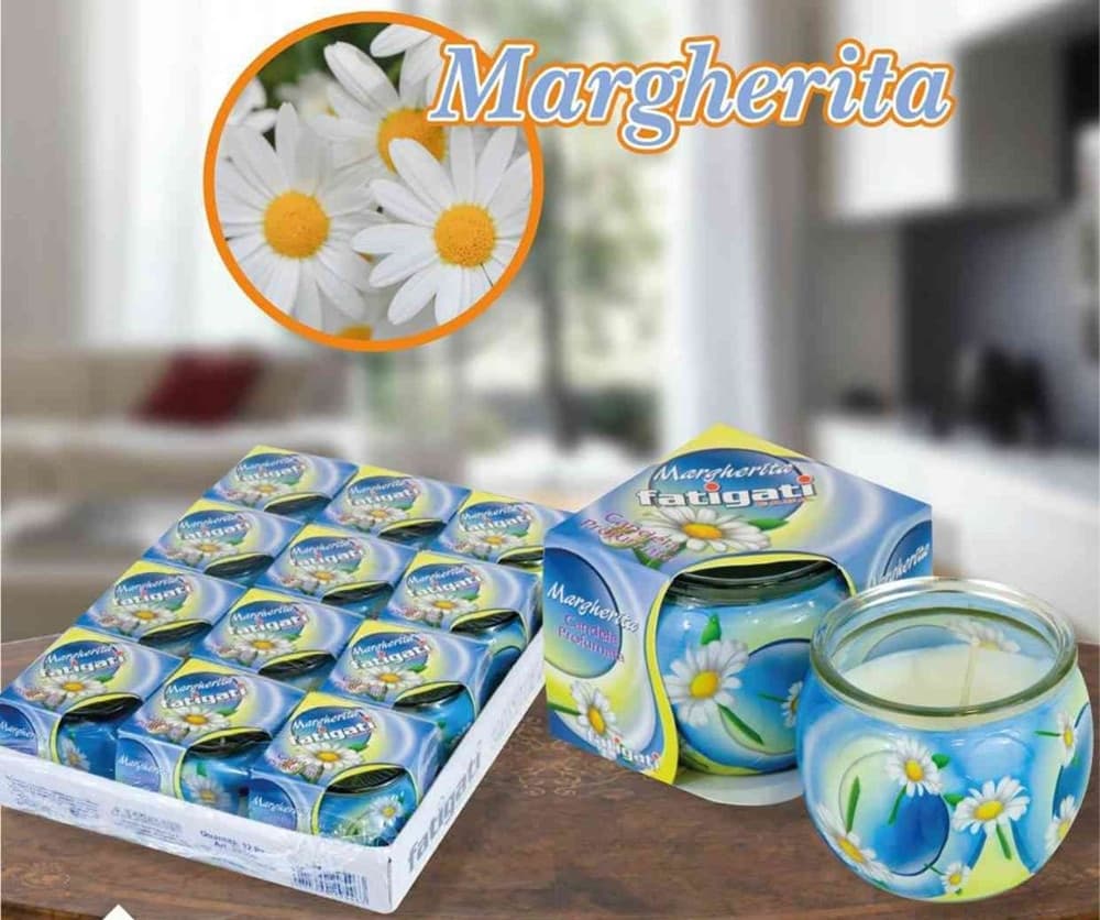 SET 12PZ CANDELA IN VASETTO VETRO PROFUMO ALLA MARGHERITA AMBIENTE DECORATIVO 295463 - 2