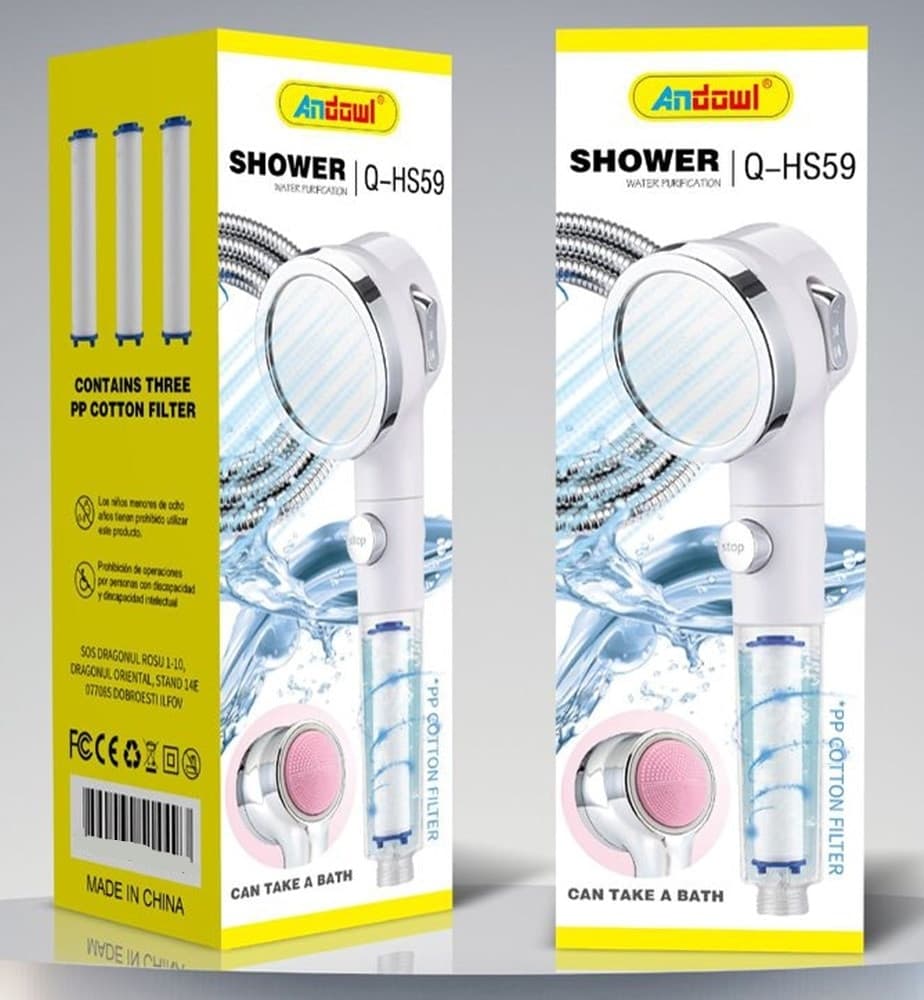 DOCCETTA SOFFIONE DOCCIA CON FILTRO IN COTONE PP PURIFICATORE D'ACQUA Q-HS59 3 POTENZE - 2