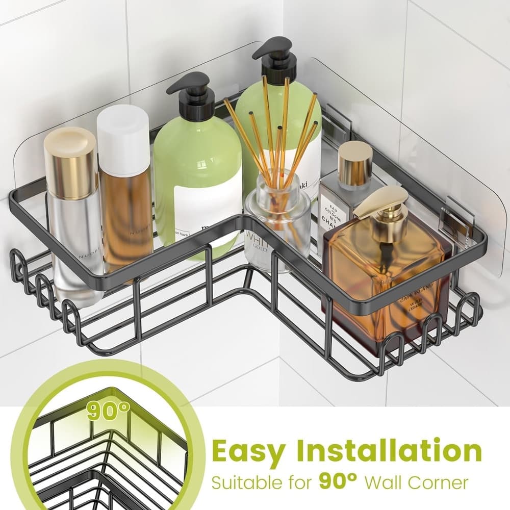 SET 4PZ MENSOLE PORTAOGGETTI ANGOLARI PORTASAPONE IN ACCIAIO AUTOADESIVO PER BAGNO DOCCIA - 4