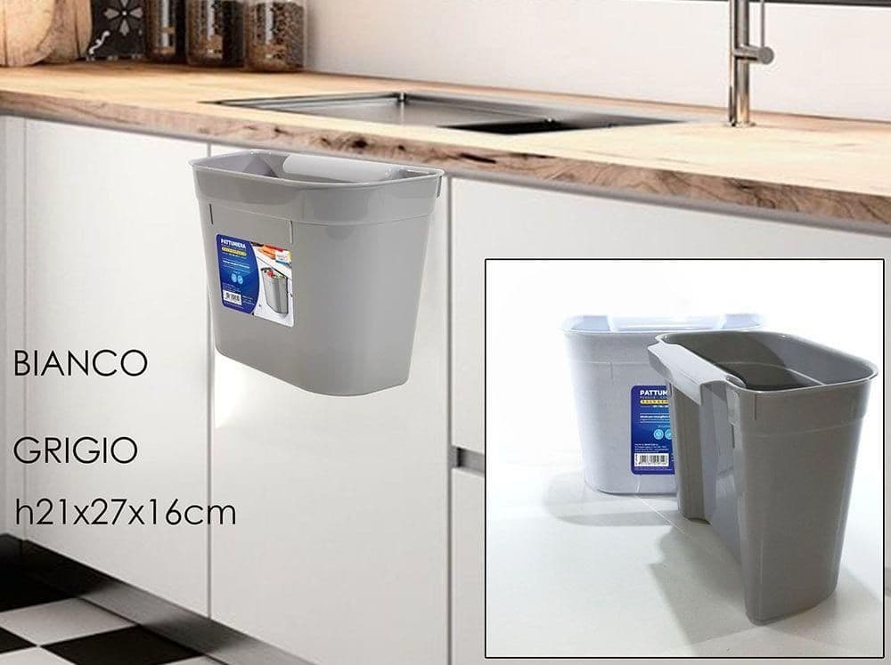 PATTUMIERA CESTINO DA CUCINA PORTAOGGETTI SALVASPAZIO DA APPENDERE COMPATTO 27X16XH21CM - 4