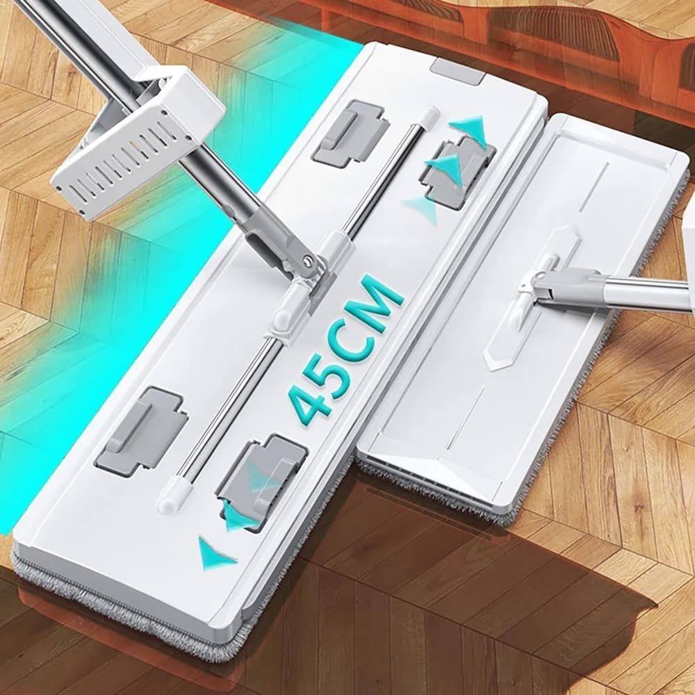 MOCIO PIATTO GIREVOLE A 360° PER PULIZIA LAVA PAVIMENTI STRIZZATORE MANICO REGOLABILE - 15