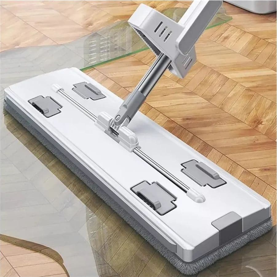 MOCIO PIATTO GIREVOLE A 360° PER PULIZIA LAVA PAVIMENTI STRIZZATORE MANICO REGOLABILE - 4