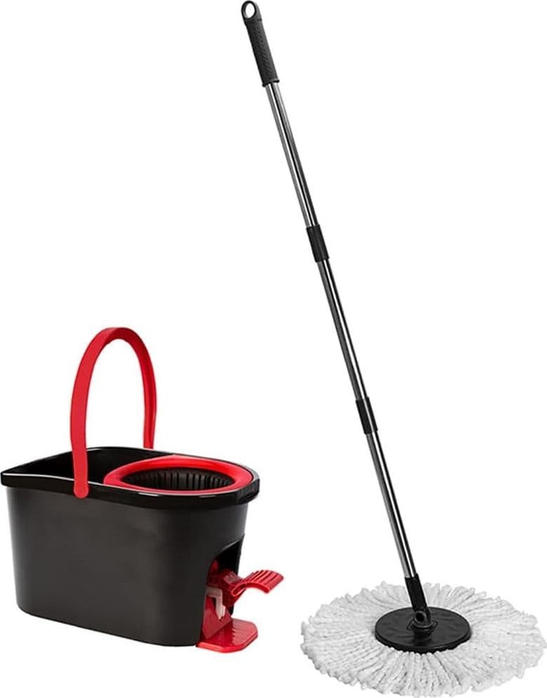 MOCIO PROFESSIONALE CON SECCHIO 14LT STRIZZATURA ROTANTE 360° A PEDALE MANICO TELESCOPICO - 4