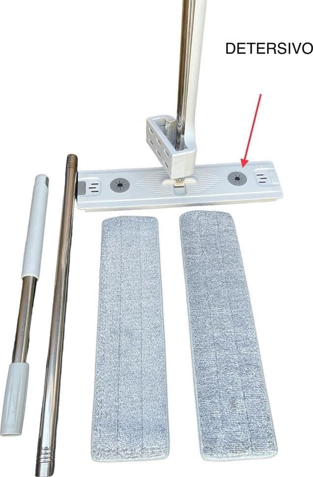 SCOPA MOCIO PIATTO CON PANNI IN MICROFIBRA STRIZZATORE PER PULIZIA LAVA PAVIMENTI CASA - 2