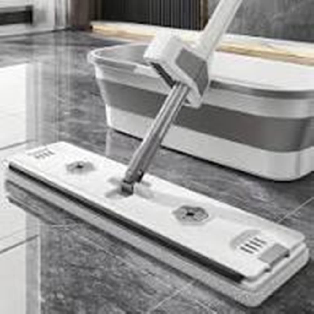 SCOPA MOCIO PIATTO CON PANNI IN MICROFIBRA STRIZZATORE PER PULIZIA LAVA PAVIMENTI CASA - 11