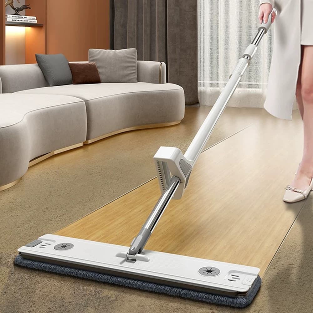 SCOPA MOCIO PIATTO CON PANNI IN MICROFIBRA STRIZZATORE PER PULIZIA LAVA PAVIMENTI CASA - 12