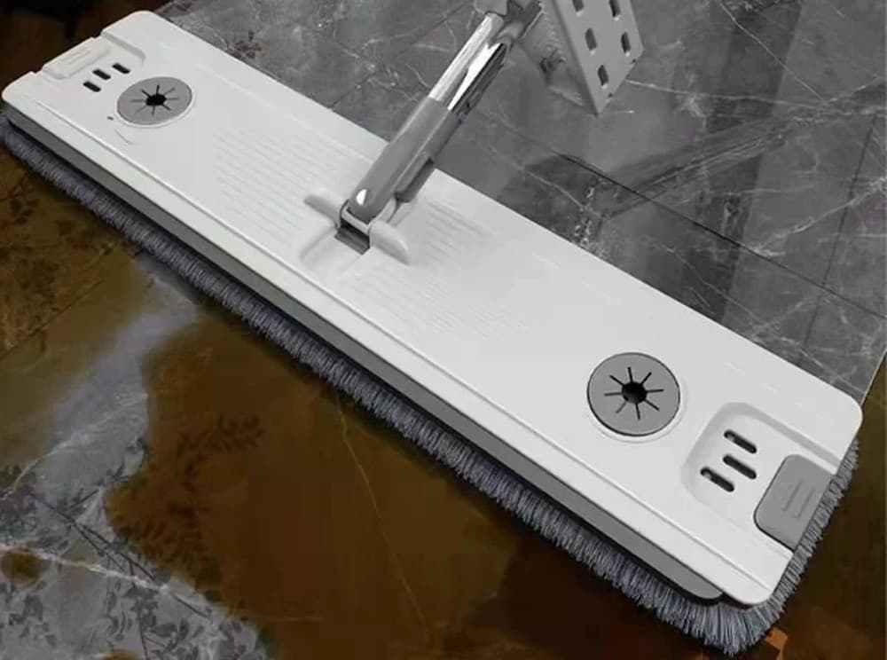 SCOPA MOCIO PIATTO CON PANNI IN MICROFIBRA STRIZZATORE PER PULIZIA LAVA PAVIMENTI CASA - 15