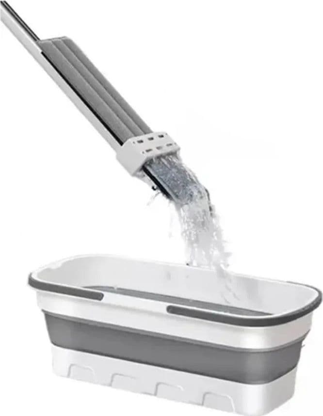 SCOPA MOCIO PIATTO CON PANNI IN MICROFIBRA STRIZZATORE PER PULIZIA LAVA PAVIMENTI CASA - 5