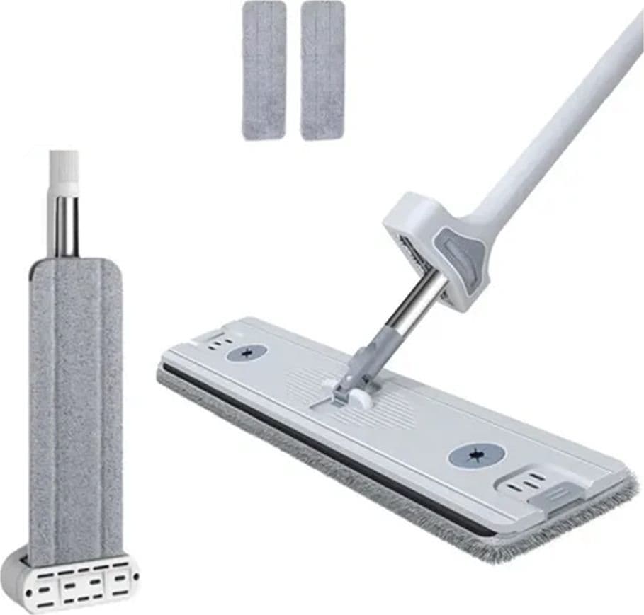 SCOPA MOCIO PIATTO CON PANNI IN MICROFIBRA STRIZZATORE PER PULIZIA LAVA PAVIMENTI CASA - 8