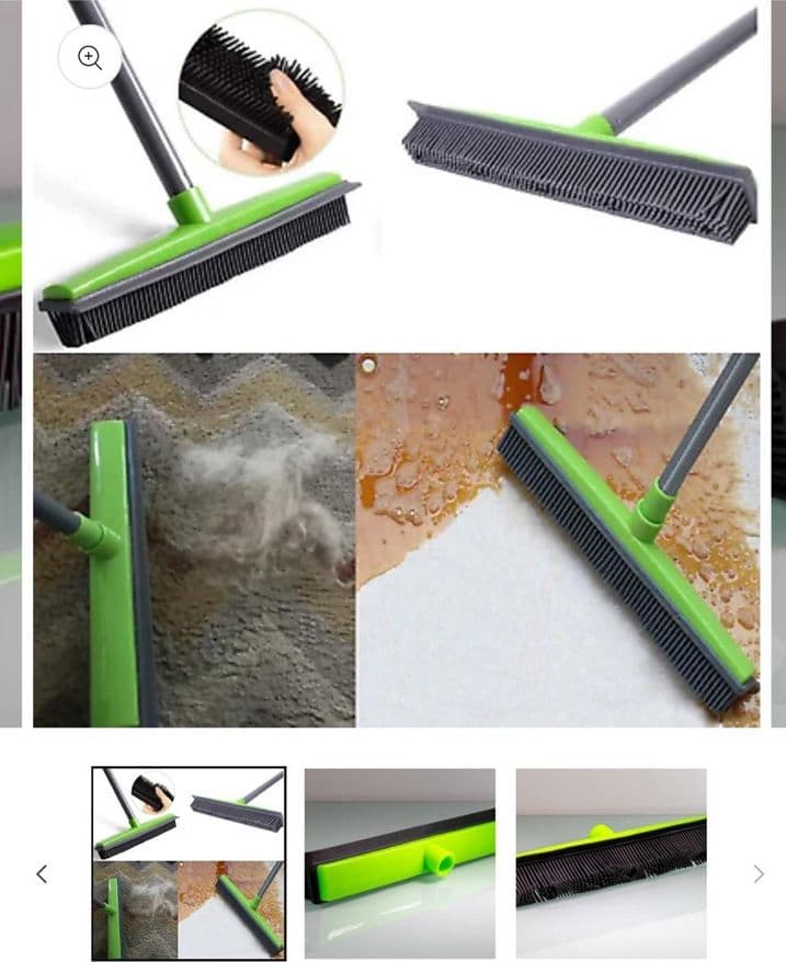 SCOPA IN SILICONE CATTURA POLVERE PELI CAPELLI TAPPETI ANTIURTO NON ROVINA MOBILI BATTISCOPA - 3