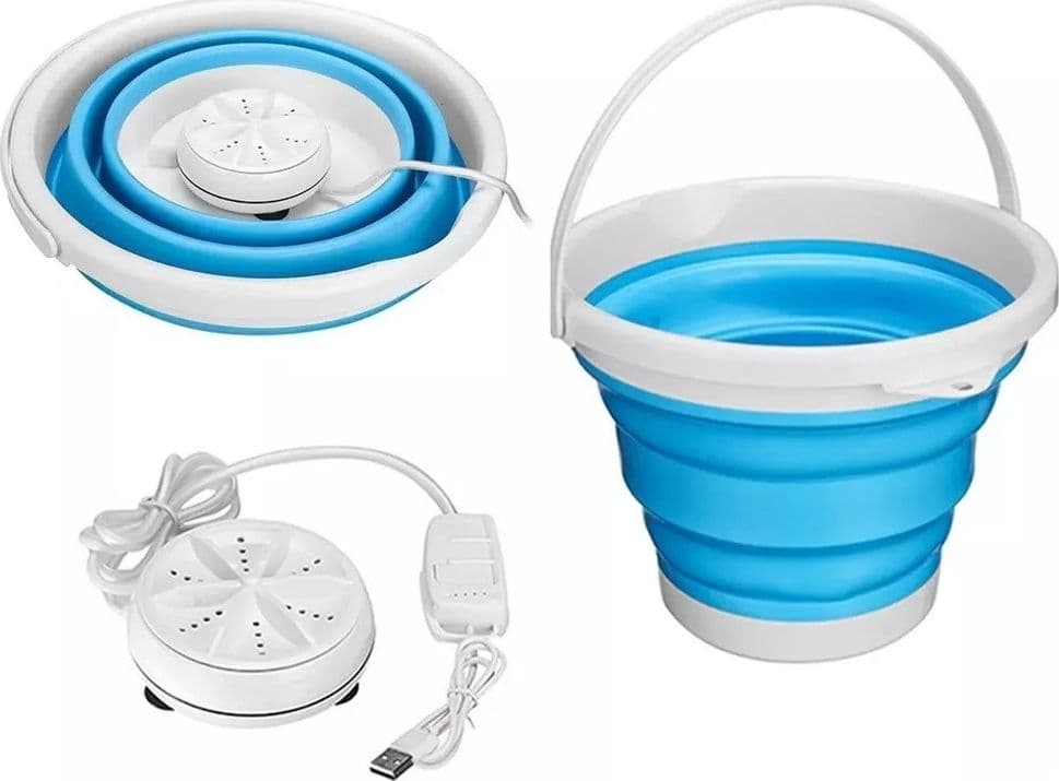 MINI LAVATRICE PORTATILE CON SECCHIO PIEGHEVOLE PER VESTITI PICCOLI CAPI BIANCHERIA INTIMA