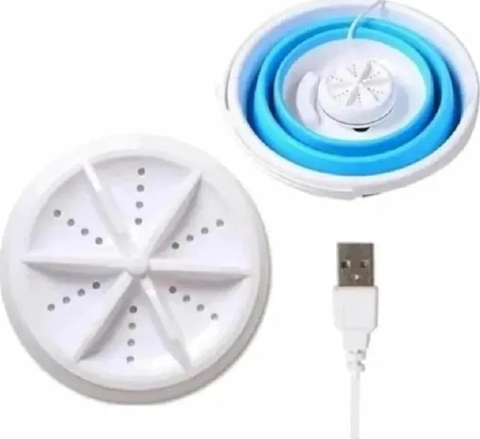 MINI LAVATRICE PORTATILE CON SECCHIO PIEGHEVOLE PER VESTITI PICCOLI CAPI BIANCHERIA INTIMA - 2